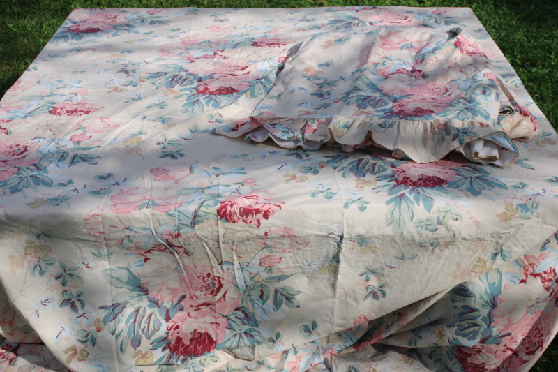 photo of Ralph Lauren Elsa Grasslands vintage roses floral print fitted & flat sheet, queen size  #1