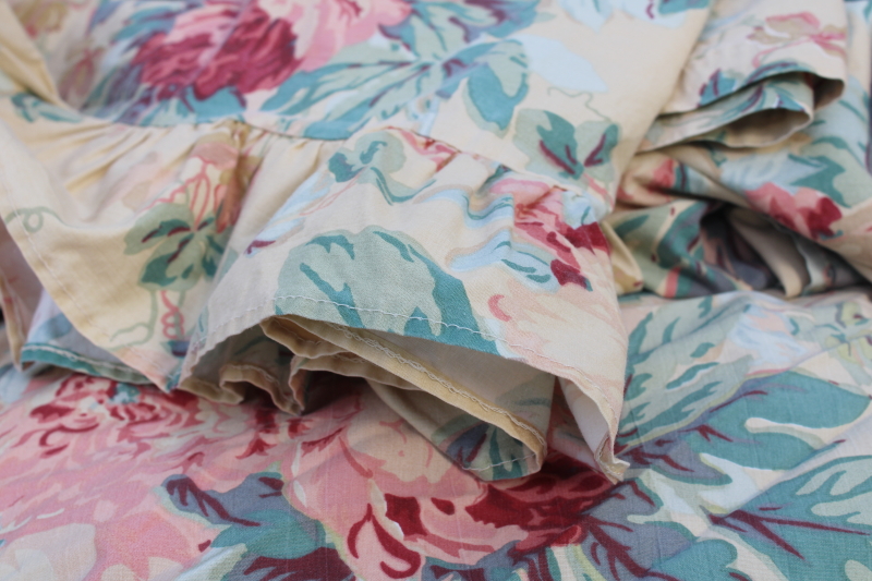 photo of Ralph Lauren Elsa Grasslands vintage roses floral print fitted & flat sheet, queen size  #9