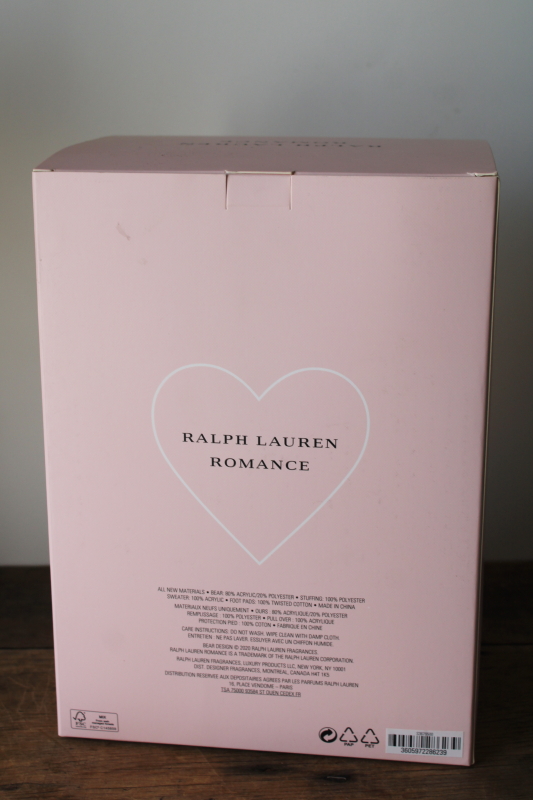 photo of Ralph Lauren Romance teddy bear in box, Polo logo pink hoodie sweater  #3