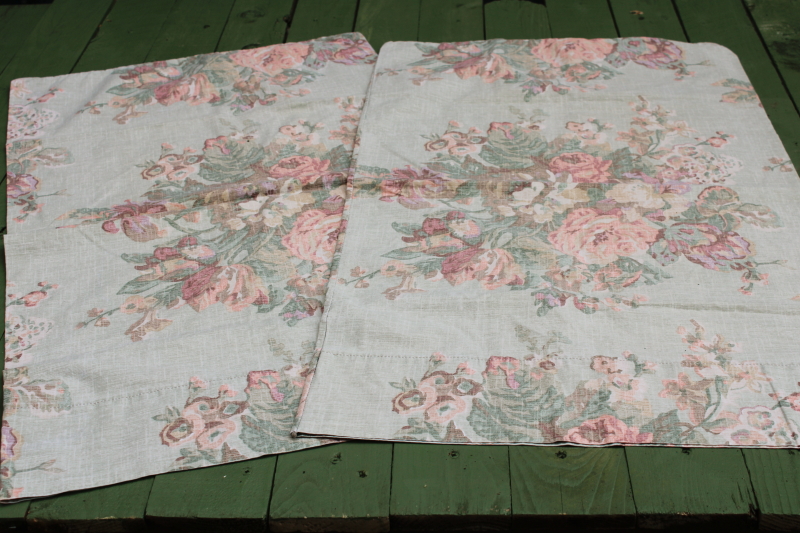 photo of Ralph Lauren vintage floral print cotton pillowcases standard size, Squires Path flowers on green  #1