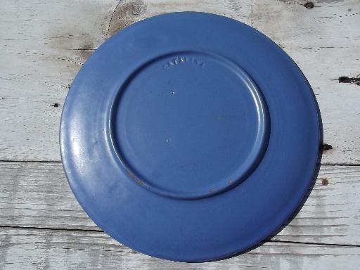 photo of Rancho blue vintage Catalina pottery chop or cake serving plate #2