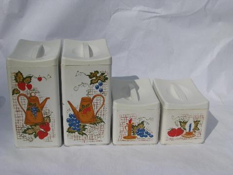 photo of Ransberg metal kitchenware, kitchen canisters / breadbox set, 1950s vintage #2