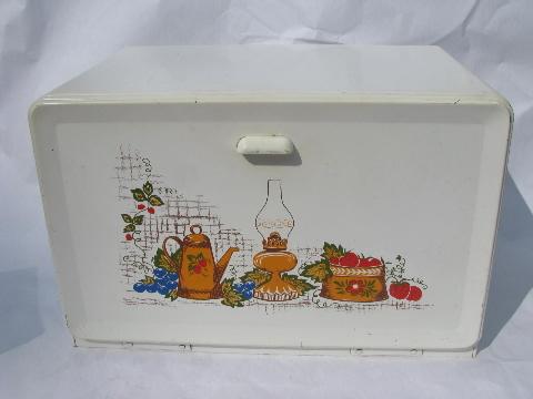 photo of Ransberg metal kitchenware, kitchen canisters / breadbox set, 1950s vintage #4