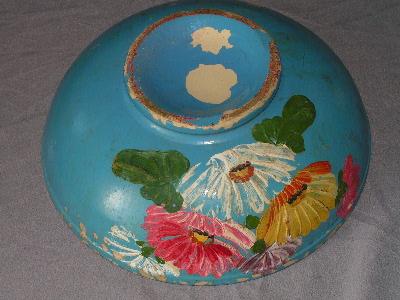 photo of Ransburg pottery vintage stoneware bowl, flowers #3