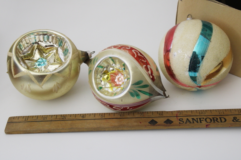 photo of Rare BIG vintage Shiny Brite glass window ball Christmas ornaments in box Western Germany #2