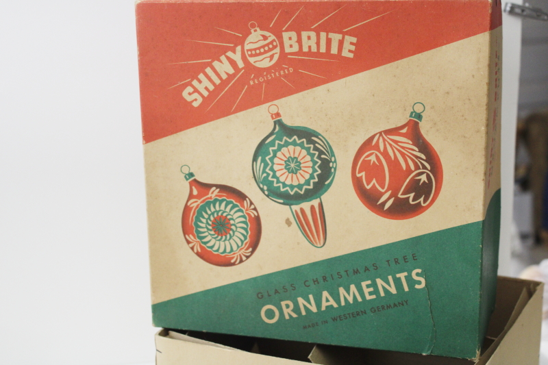 photo of Rare BIG vintage Shiny Brite glass window ball Christmas ornaments in box Western Germany #5