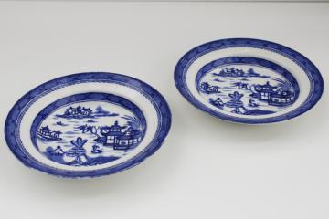 catalog photo of Real Old Canton Ashworth Bros England blue & white China export pattern bowls