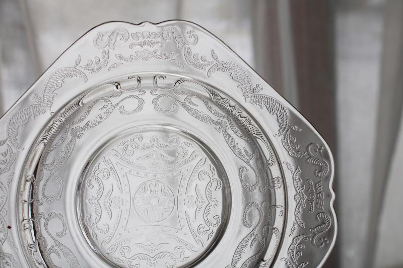 photo of Recollection pattern crystal clear glass round covered butter dish plate w/ dome lid #2