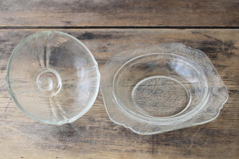 photo of Recollection pattern crystal clear glass round covered butter dish plate w/ dome lid #4