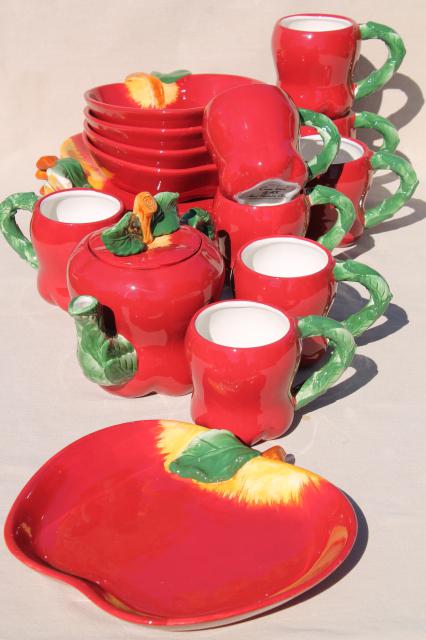photo of Red Apple ceramic apples plates, bowls, mugs, teapot Casa Vero - China #3