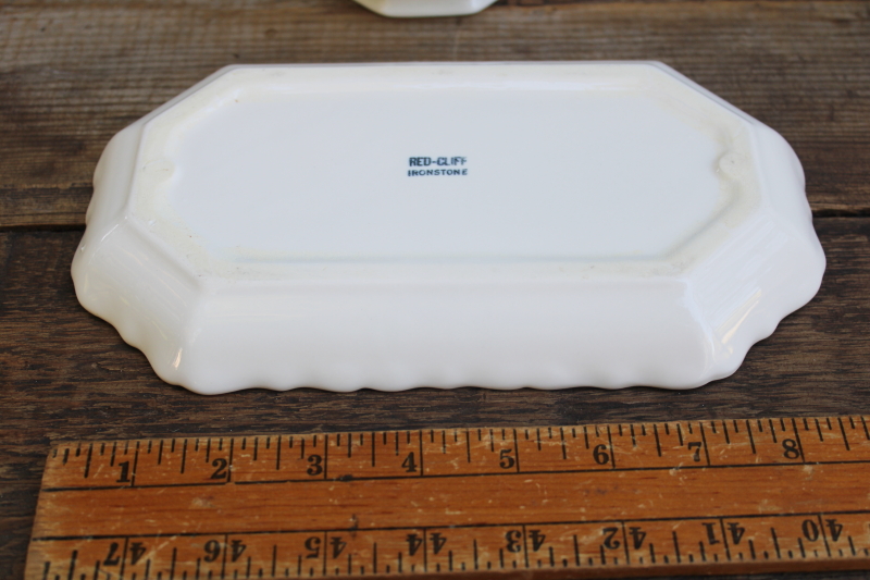 photo of Red Cliff all white ironstone china, vintage tea set, pot, cream & sugar w/ tray  #9