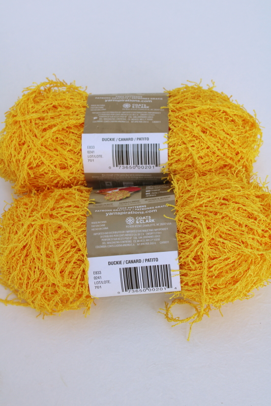 photo of Red Heart Scrubby textured yarn lot, duckie rubber ducky yellow & ocean aqua blue #4