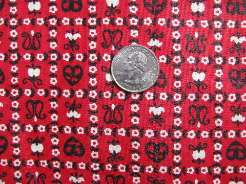 photo of Red and white bandana print, vintage polished cotton fabric #1