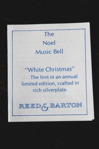 photo of Reed & Barton Noel 1st edition Christmas ornament bell, White Christmas music box #4