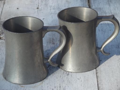 photo of Reed & Barton pewter tankards, heavy pewter vintage beer steins / mugs #1