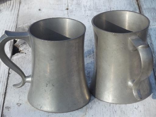 photo of Reed & Barton pewter tankards, heavy pewter vintage beer steins / mugs #2