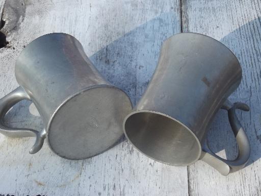 photo of Reed & Barton pewter tankards, heavy pewter vintage beer steins / mugs #3