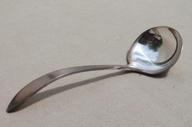 photo of Reed & Barton silver plate sauce ladle or cream spoon, mod vintage Epicure line #1