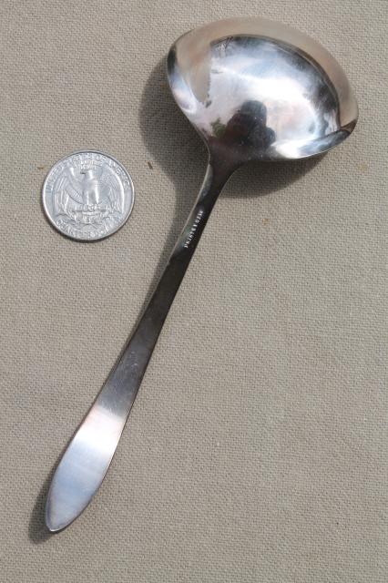 photo of Reed & Barton silver plate sauce ladle or cream spoon, mod vintage Epicure line #4