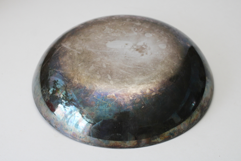 photo of Reed & Barton classic red enamel silver plated bowl, tarnished vintage silverplate #2