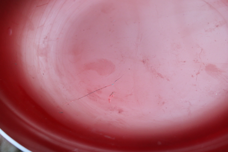 photo of Reed & Barton classic red enamel silver plated bowl, tarnished vintage silverplate #4