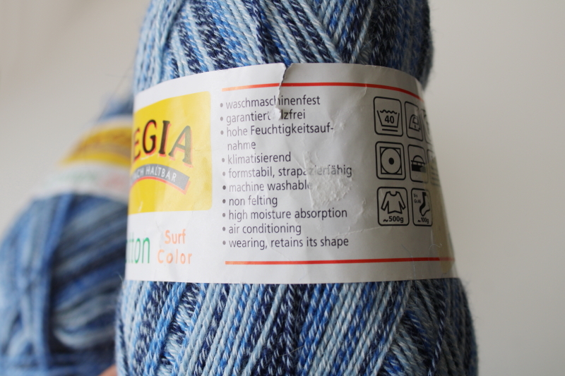 photo of Regia Cotton sock yarn surf color shades of blue, lot of two 100 gram balls same dye lot  #2