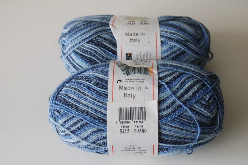 photo of Regia Cotton sock yarn surf color shades of blue, lot of two 100 gram balls same dye lot  #3