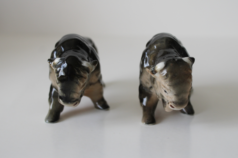 photo of Relco Japan vintage ceramic S&P shakers bison buffalo tiny china figurines #2