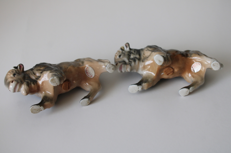 photo of Relco Japan vintage ceramic S&P shakers bison buffalo tiny china figurines #5