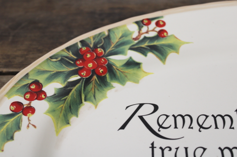 photo of Remember the true meaning of Christmas holiday turkey platter, Lily Creek ceramic tray #4