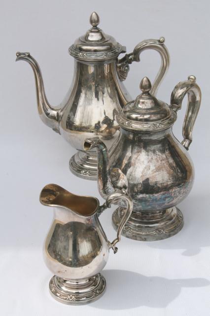 photo of Remembrance vintage Rogers Bros 1847 International silver plate coffee, tea pot set, pitcher #1