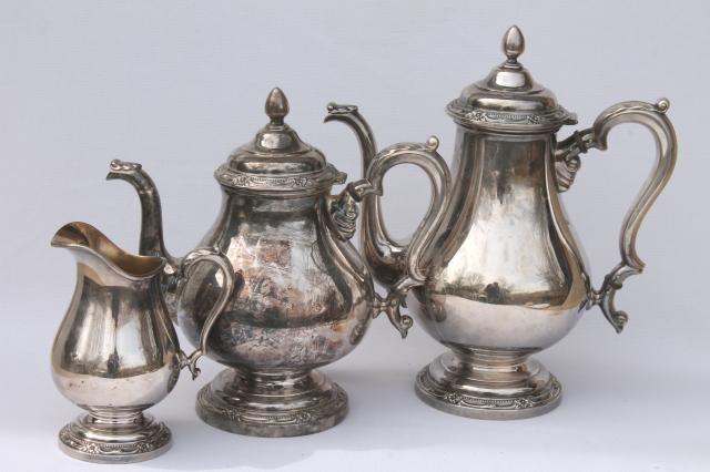 photo of Remembrance vintage Rogers Bros 1847 International silver plate coffee, tea pot set, pitcher #8