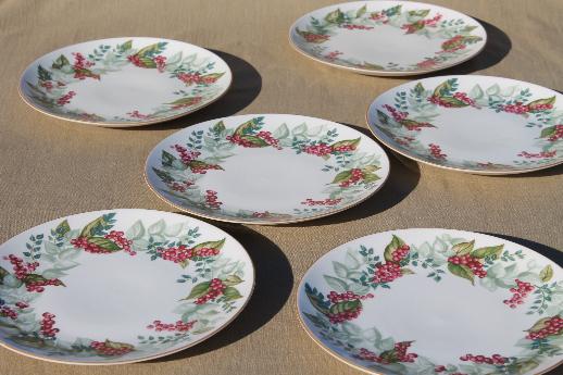 photo of Restoration Hardware Christmas red berries china salad plates set of 6 #1