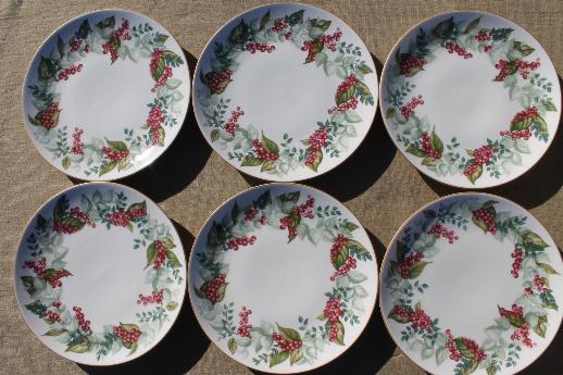 photo of Restoration Hardware Christmas red berries china salad plates set of 6 #2