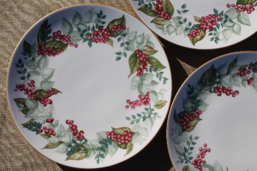 photo of Restoration Hardware Christmas red berries china salad plates set of 6 #3