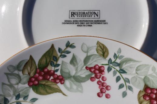 photo of Restoration Hardware Christmas red berries china salad plates set of 6 #5