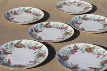 catalog photo of Restoration Hardware Christmas red berries china salad plates set of 6