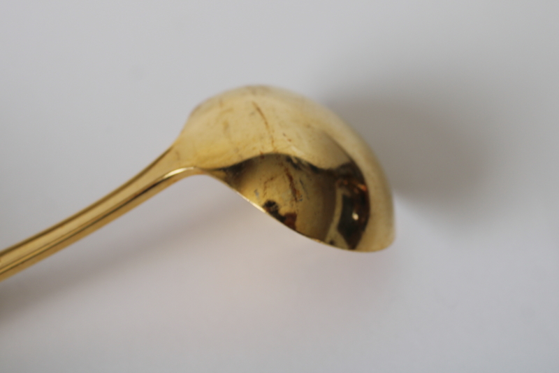 photo of Retroneu Christmas holly sauce or gravy serving ladle, cloisonne gold electroplate #4