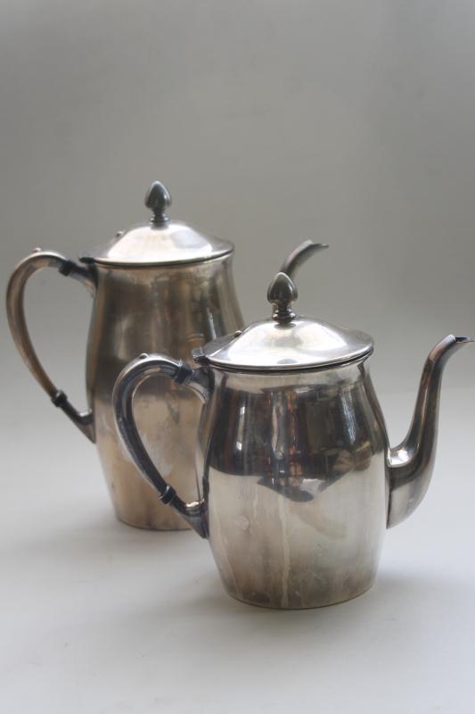 photo of Revere style Poole silver tea & coffee pots, vintage silverplate tea set antique reproduction #2