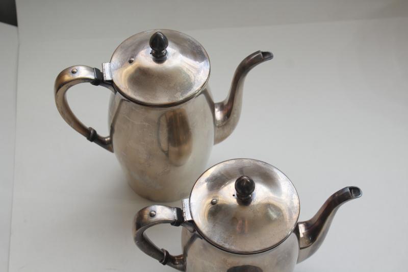 photo of Revere style Poole silver tea & coffee pots, vintage silverplate tea set antique reproduction #3