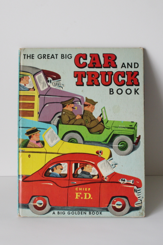 photo of Richard Scarry early artwork people, not animals Car & Truck Big Golden Book 50s 60s vintage  #1
