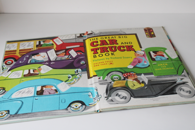 photo of Richard Scarry early artwork people, not animals Car & Truck Big Golden Book 50s 60s vintage  #3