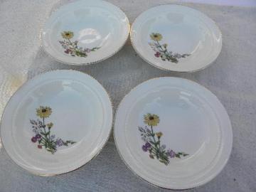 catalog photo of Richmond pattern vintage Hall china bowls, brown eyed susans & asters