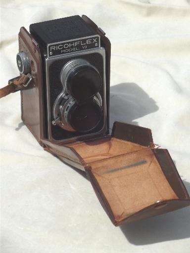 photo of Ricohflex VII reflex camera w/Riken lenses, vintage mid century TLR film camera #5