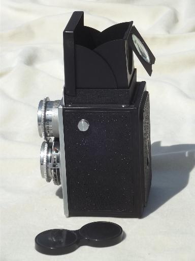 photo of Ricohflex VII reflex camera w/Riken lenses, vintage mid century TLR film camera #7