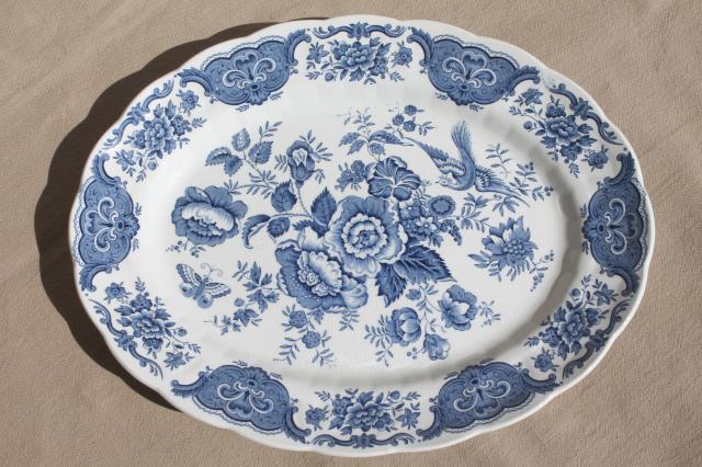 photo of Ridgway Windsor blue & white vintage china dishes, dinnerware set for 8 #5