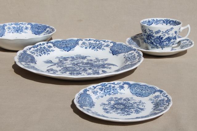 photo of Ridgway Windsor blue & white vintage china dishes, dinnerware set for 8 #7