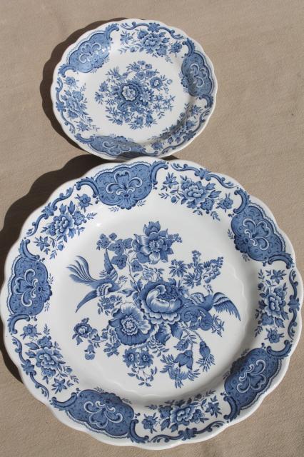 photo of Ridgway Windsor blue & white vintage china dishes, dinnerware set for 8 #10