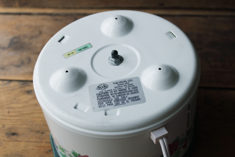photo of Rival Crockette mini crock pot, vintage cottagecore kitchen dark green, grape vine print  #5