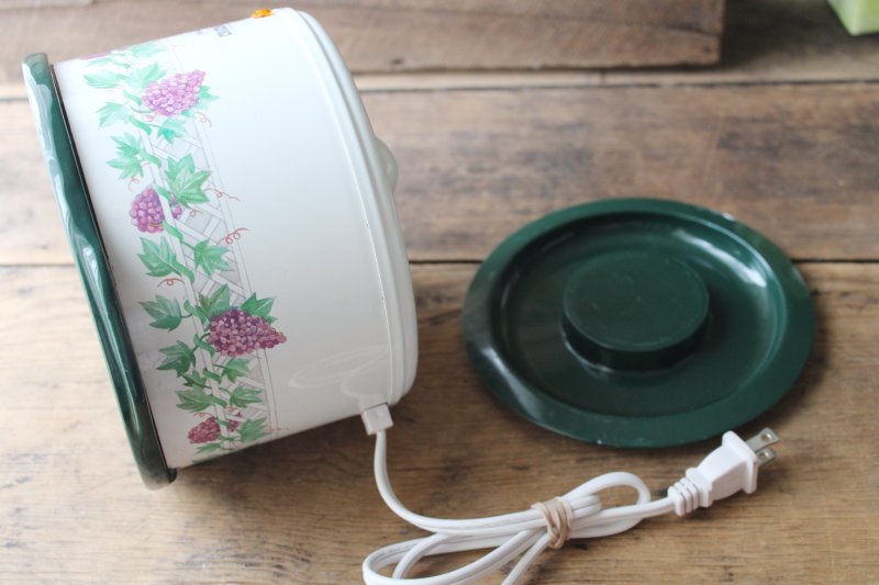 photo of Rival Crockette mini crock pot, vintage cottagecore kitchen dark green, grape vine print  #7